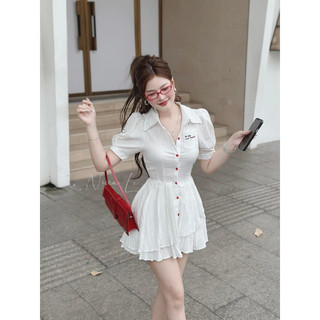 SET ĐẦM TRẮNG CỔ SƠMI + SHORT
