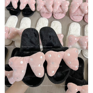 Các mã dép lông đi trong nhà của nữ gắn các hình gấu đâng yêu cute