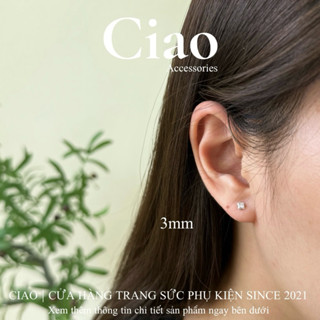 [NHIỀU SIZE] Khuyên tai/ Bông tai titan không gỉ thiết kế đính đá đơn giản Pherda Ciao