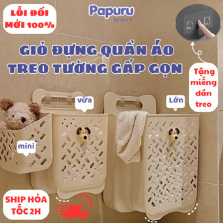 Giỏ đựng quần áo nhà tắm gấp gọn treo tường,Giỏ đựng đồ dơ treo tường chất liệu siêu bền dẻo dai Tặng kèm miếng dán treo