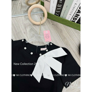 Váy nơ lệch cổ đá sm