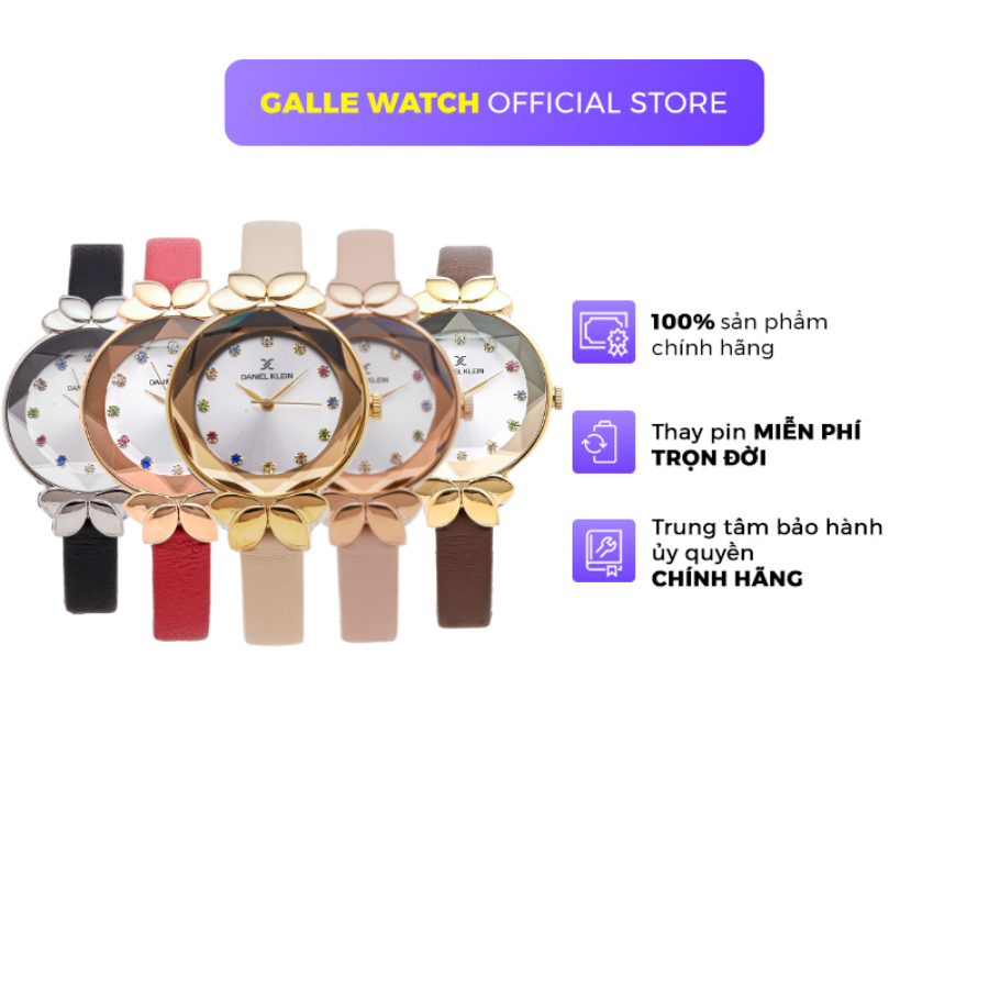Đồng hồ nữ Daniel Klein Watch DK.1.12553 mặt nhỏ, kính cứng chống xước, chống nước, dây da đeo tay c