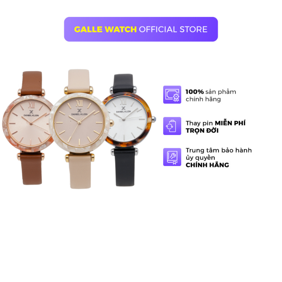 Đồng hồ nữ Daniel Klein Watch DK.1.12544 mặt nhỏ kính cứng chống xước, chống nước, dây da đeo tay ca