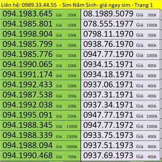 Sim Năm Sinh Mobifone Vinaphone Viettel