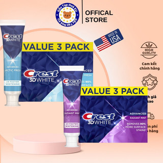 Kem đánh trắng răng Crest 3D White Radiant Mint, Artic Fresh 93g