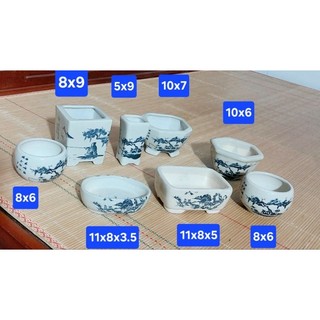 Set 8 chậu gốm đẹp trồng cây bonsai mini.