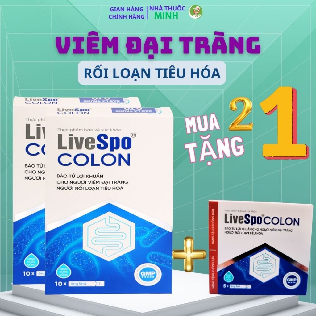 Men vi sinh LiveSpo Colon, hỗ trợ giảm viêm đại tràng, táo bón, tiêu chảy (hộp 10 ông).