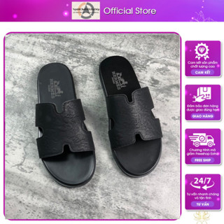 DÉP H.E.R.M.E.R CHỮ H NAM QUAI NGANG DA BÒ 100% FULL BILL BOX, DÉP BOY PHỐ 2025