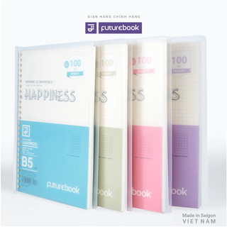 Sổ Còng Nhựa HAPPINESS , B5 26 Chấu, làm sổ tay, planner, sổ tay Futurebook  P 890