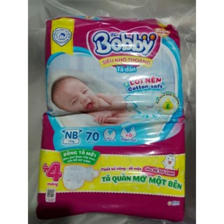 (Tặng 4 miếng) Tã dán sơ sinh Bobby NB 70+4 miếng duoi 5kg