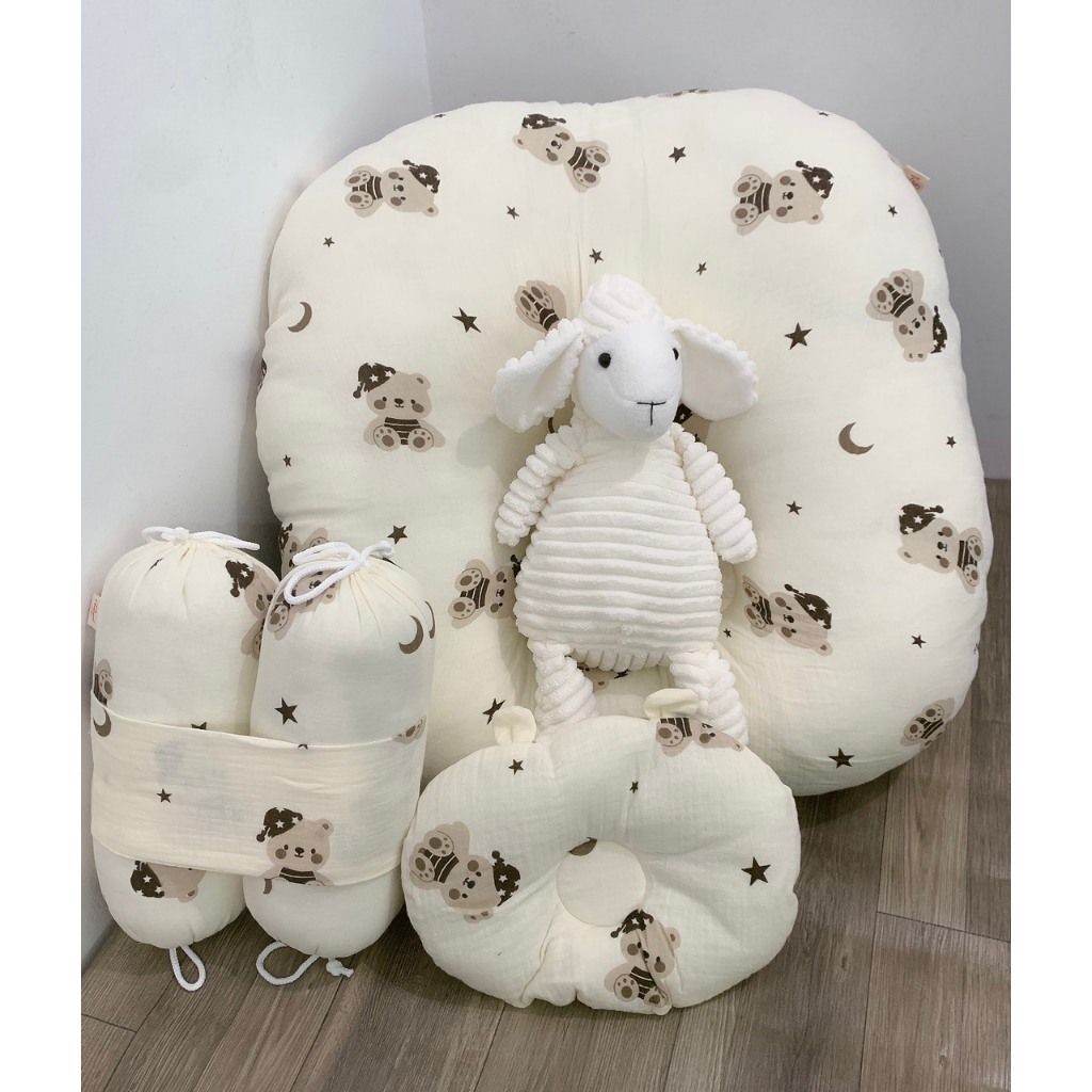 Combo 3 Gối Chống Trào Gối Chống Móp Đầu Cho Bé _ Gối Chống Trào Ngược Cho Bé Chất Muslin Hàn Cho Bé