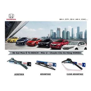 Bộ gạt mưa ô tô bosch - móc u - chuyên cho xe hãng honda : hr-v, cr-v, br-v, jazz, city, civic,...