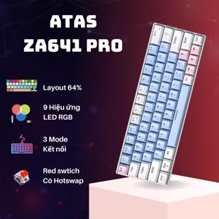 Bàn Phím Cơ Không Dây Bluetooth Atas ZA641 V2 - Red switch Có Hotswap - Pin sạc - Hỗ trợ Macbook, Laptop , Windows