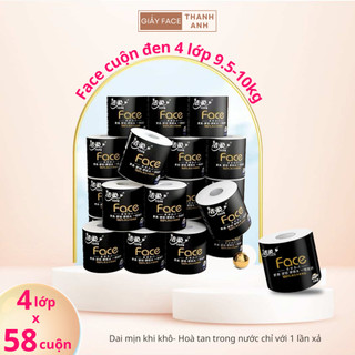 Giấy vệ sinh Face 58 cuộn tan ~10kg 4 lớp cao cấp- giấy face, giấy face đen, giấy vệ sinh cuộn