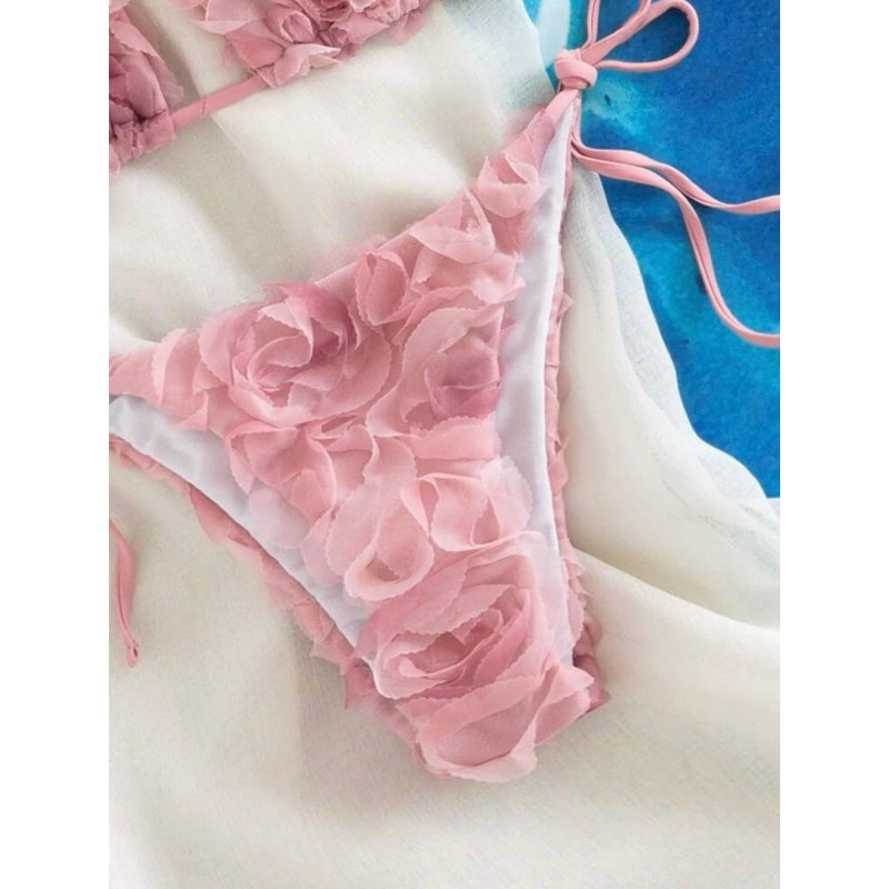 Bikini 2 mảnh hoa Hồng nổi phối ren (sẵn hàng - ship hoả tốc- che tên) | BigBuy360 - bigbuy360.vn