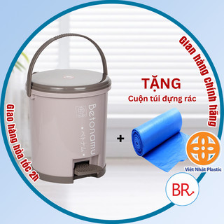 [TẠNG CUỘN TÚI ĐỰNG RÁC] -Thùng rác tròn đạp chân thông minh nhựa Việt Nhật (MS: 8024) - Bật rác dung tích 5L _ Br01436