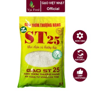 Gạo st25 sóc trăng - vùng lúa tôm - túi 5kg - gạo ngon nhất thế giới 2023