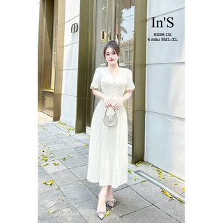 Váy dập ly cúc bọc trắng Sz: SML-XL 620k
