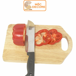 Thớt Gỗ Chữ Nhật Cmart Home, Gỗ Cao Su Màu Gỗ Tự Nhiên, KT 29.5x20x1.8 cm ,Thớt Gỗ Sạch Hình Dáng Có Tay Cầm