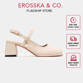 Erosska - Giày cao gót nữ mary jane phối hạt ngọc kiểu dáng thanh lịch màu kem cao 6cm  - EL038