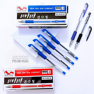 Hộp 12 Cây Bút Gel Mini Van Son đầu ngòi kim nhỏ (Xanh/Tím/Đỏ/Đen) ngòi 0.5mm