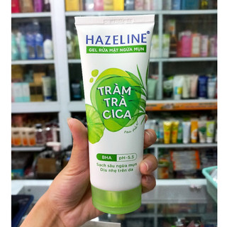 Gel rửa mặt HAZELINE ngừa mụn tràm trà Cica 100g