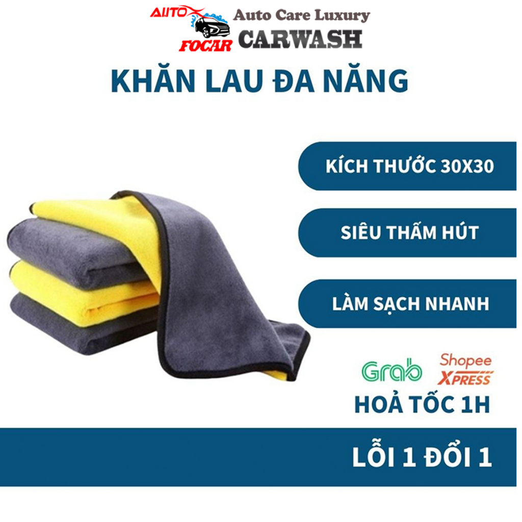 Khăn lau ô tô Focar chất liệu nhung mềm hút ẩm hút bụi làm sạch đa năng