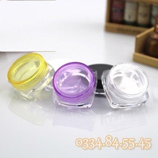 Hủ nhựa pet chiết 2g, 3g và 5g đáy VUÔNG thân trong loại xịn nắp nhiều màu đựng son dưỡng, kem.