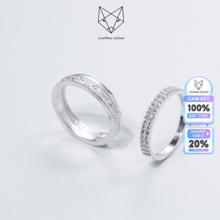 Nhẫn đôi nam nữ bạc ta caobac silver nhẫn nam thiết kế đơn giản nhẫn nữ đính đá 2 hàng sang trọng