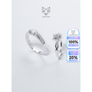 Nhẫn đôi nam nữ bạc ta caobac silver thiết kế nhẫn nữ xoắn đính đá nhẫn nam đính đá đơn giản basic