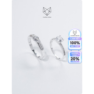 Nhẫn đôi nam nữ bạc ta caobac silver uyên ương đính đá sang trọng thanh lịch