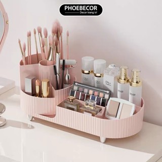 (XẢ KHO) Kệ đựng mỹ phẩm để bàn xoay để cọ trang điểm hộp bảo quản son môi phấn mắt - PB180
