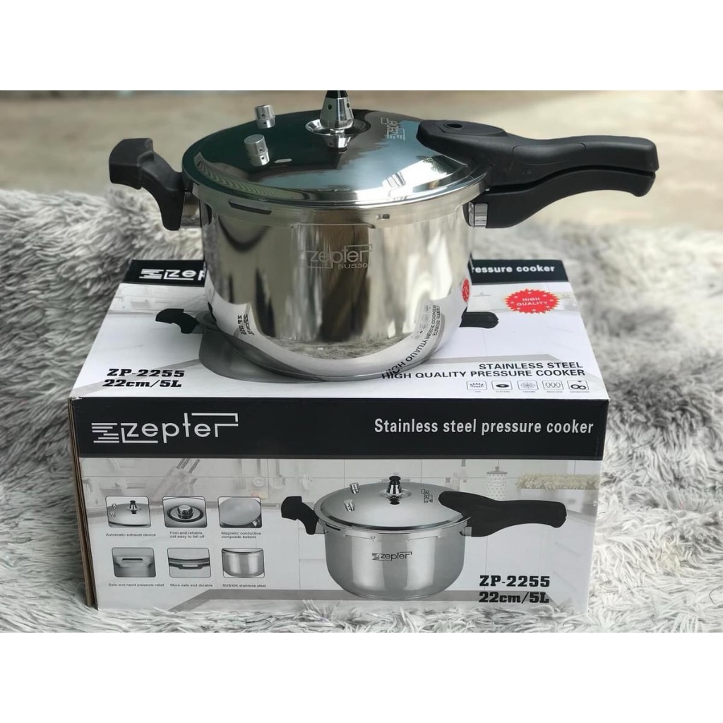 Nồi Áp Suất 5L Size 22cm,cao 16cm  Zepter Đức Inox 304,Nồi Áp suất nấu bếp từ, bếp gas nấu cháo, hầm xương...