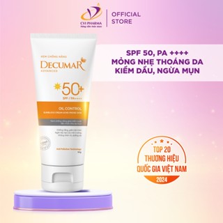 Kem chống nắng kiềm dầu cho da mụn, nâng tone Decumar Advanced chống tia UV, SPF50+ tuýp 50gr - DAV02