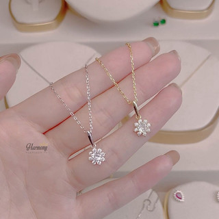 Dây chuyền bạc 925 vòng cổ nữ mạ vàng hình bông tuyết đính đá xinh xắn | HARMONY ACCESSORIES VC49