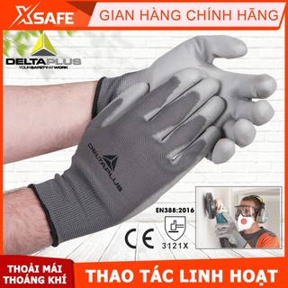 Găng tay lao động Deltaplus VE702PG phủ PU ôm tay, dễ cầm nắm, chống dầu, sửa chữa, vận hành Bao tay đa dụng - XSAFE