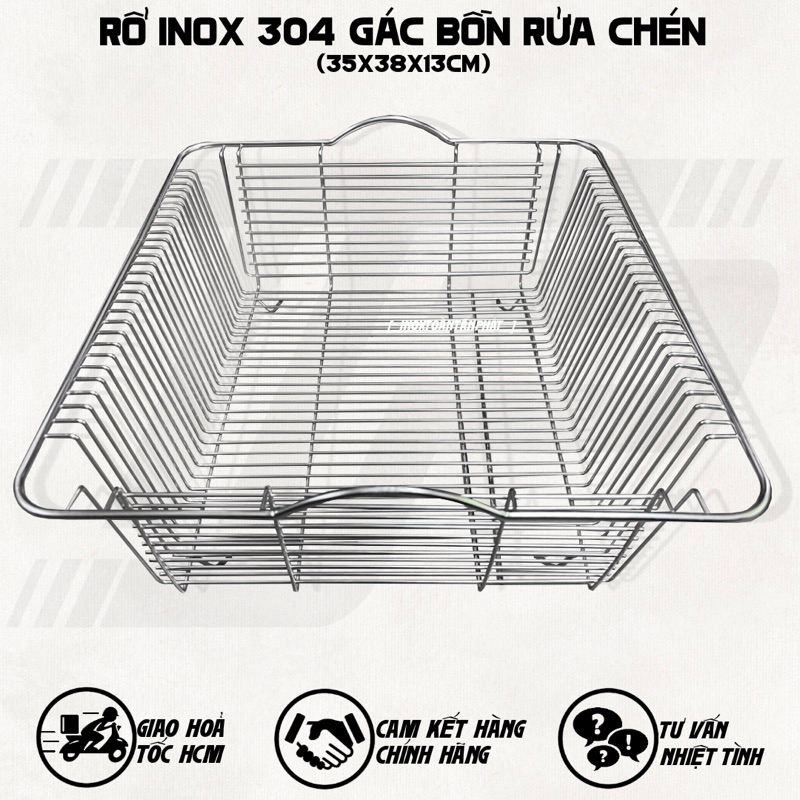 Rổ Inox 304 Gác Bồn Rửa Chén Khít - Rổ Úp Ráo Bát Đĩa - Kệ Inox Gác Bồn Rửa Chén