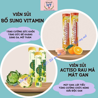 Viên sủi MultiVitamin và Actiso rau má typ lớn 20v bsung vitamin và khoáng chất, giải độc gan, mát gan, lợi tiểu