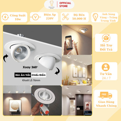 Đèn LED Âm Trần Energy Green Lighting C1010 - Chiếu Rọi Điểm Soi Trang Trí Phòng Khách / Phòng Ăn
