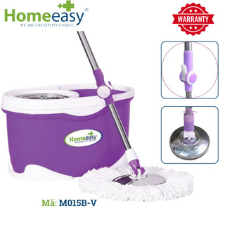 Bộ Lau Nhà 360 Độ Homeeasy Big Mop M015B-V - Cây Lau Inox Dày 22mm, Có 4 Bánh Xe
