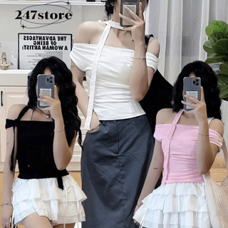 Áo kiểu nữ áo trễ vai kèm dây mặc nhiều màu - 247store- Aotrevaikemday295_P13k2