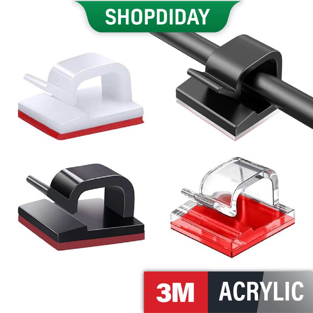 Kẹp Dây Điện Dây Sạc Tự Dính, Giữ Dây Cáp Dây Máy Tính Gọn Gàng, Nẹp Vuông Sẵn Keo 3M Chắc Chắn D05