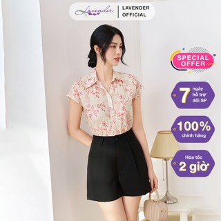 Áo sơ mi nữ công sở thiết kế LAVENDER FASHION họa tiết hoa đổ cổ đức dáng xuông vạt đuôi tôm  A3081