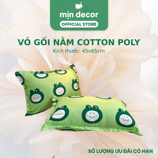 Vỏ Gối Nằm Cotton 3D Poly Mịn Decor, Vỏ Gối Có Khoá Kéo 45x65cm, Hoạ Tiết Dễ Thương