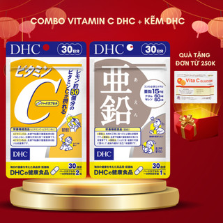 Combo viên uống dhc vitamin c và kẽm dhc giảm mụn - mờ thâm 1 tháng