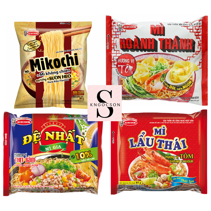 Thùng Mì Lẩu Thái tôm, Đệ nhất thịt bằm, Hoành thánh, Mì Mikochi Acecook