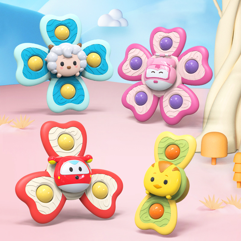 Con Quay Spinner Vui Nhộn, Đồ Chơi Con Quay Gắn Bàn Ăn Dặm Cho Bé Bộ 3 Chiếc Âm Thanh Vui Nhộn 89022