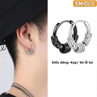 Khuyên tai nam BIMHOUSE, bông tai titan hipster 2 kiểu sỏ kẹp vành tai không cần bấm lỗ thời trang (1 chiếc)