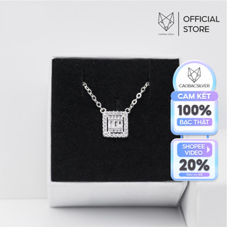 Dây Chuyền Bạc Ta CAOBAC JEWELLERY Cho Nữ Mặt Đá Vuông Nhỏ Basic Đính Đá Lấp Lánh