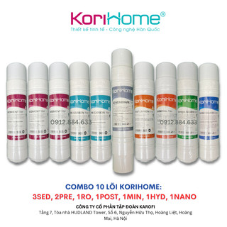 Trọn bộ đầy đủ 10 lõi lọc nước korihome wpk-g62 dùng cho máy lọc nước korihome wpk-g62